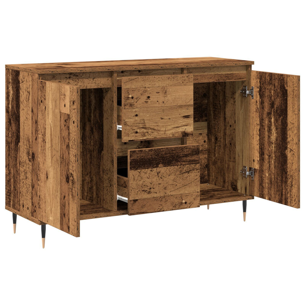 Sideboard With Doors & Drawers Old Wood 101,5X35X70 Cm