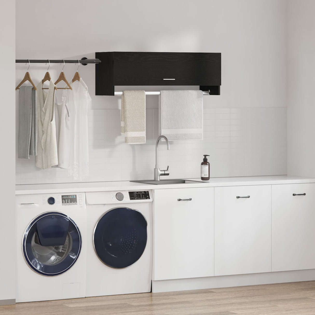 Black Oak Wardrobe - 100X32.5X35 Cm, Made From Engineered Wood