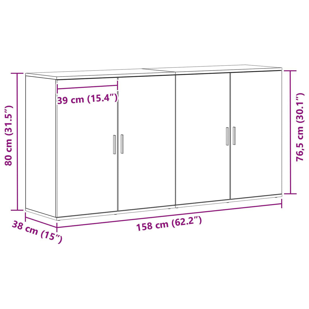 Sideboards 2 Pcs Artisan Oak 79X38X80 Cm Engineered Wood