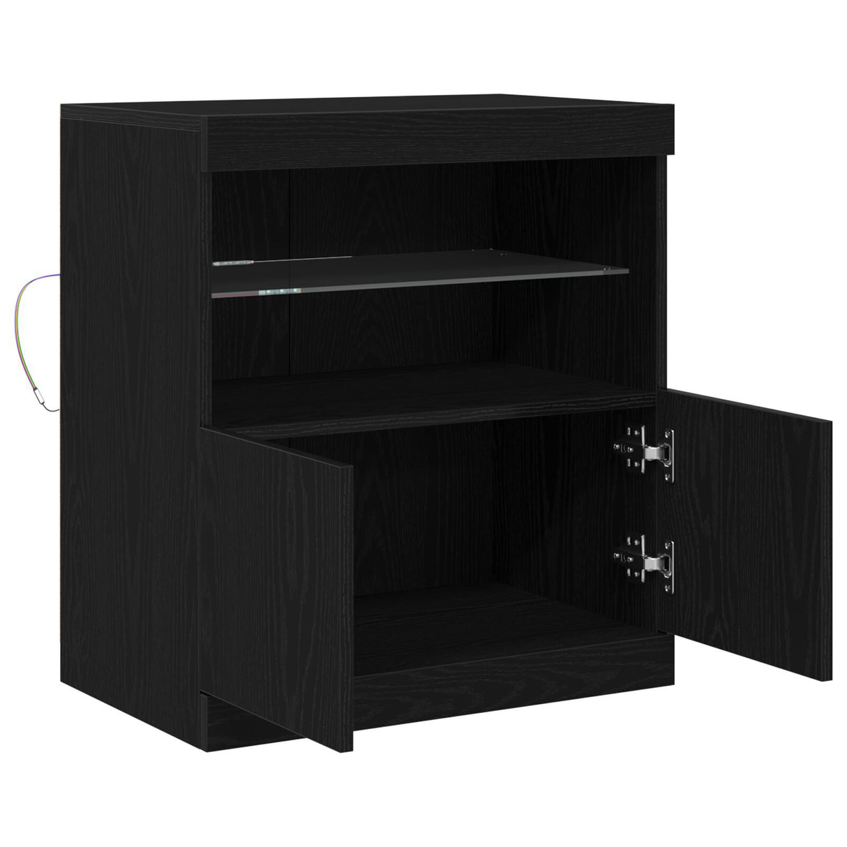 Sideboard With Led Lights Black Oak 60X37X67 Cm