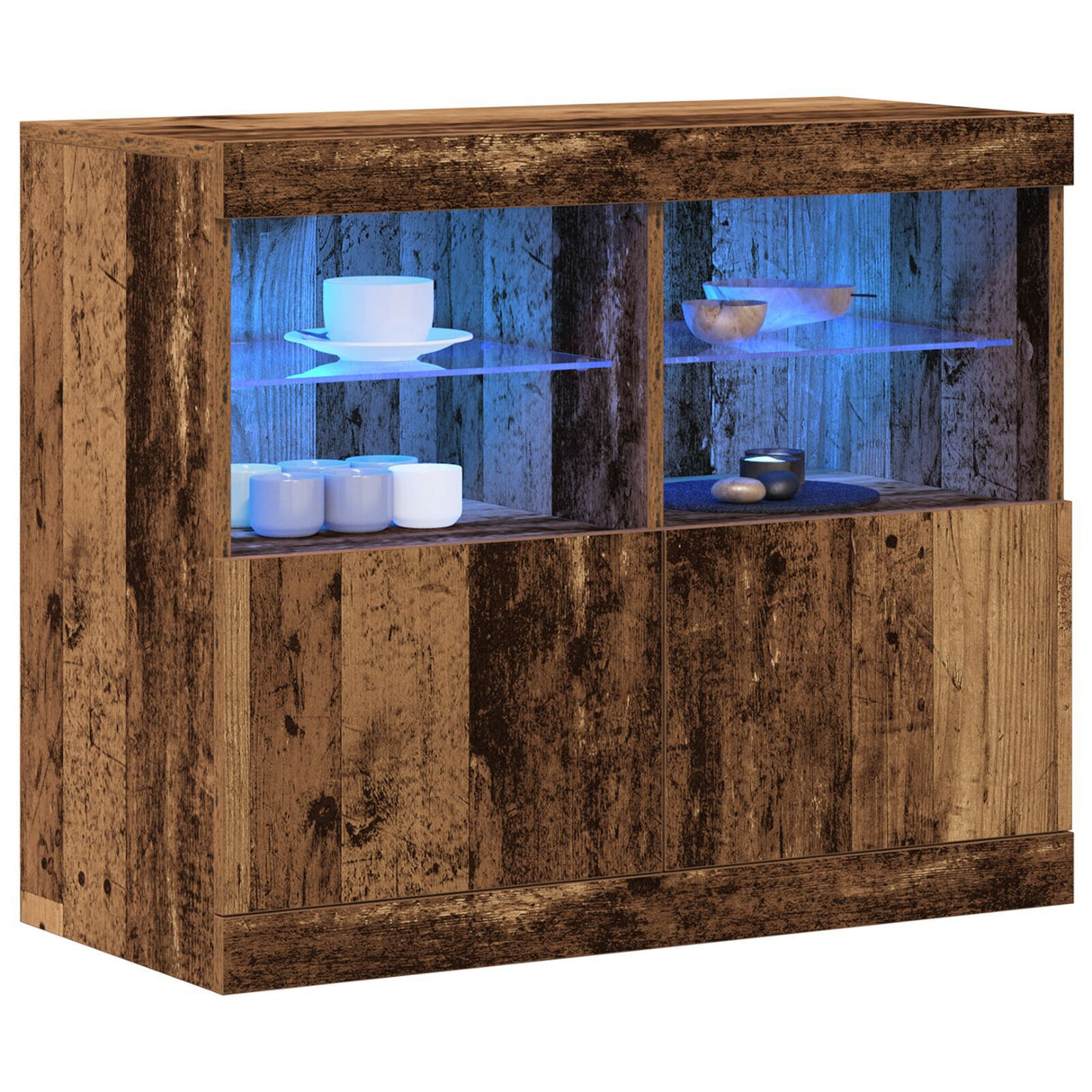 Sideboard With Led Lights Old Wood 81X37X67 Cm