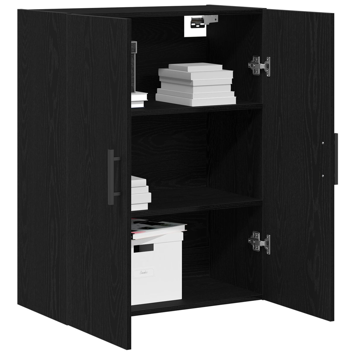 Wall Mounted Cabinet Black Oak 69,5X34X90 Cm Engineered Wood
