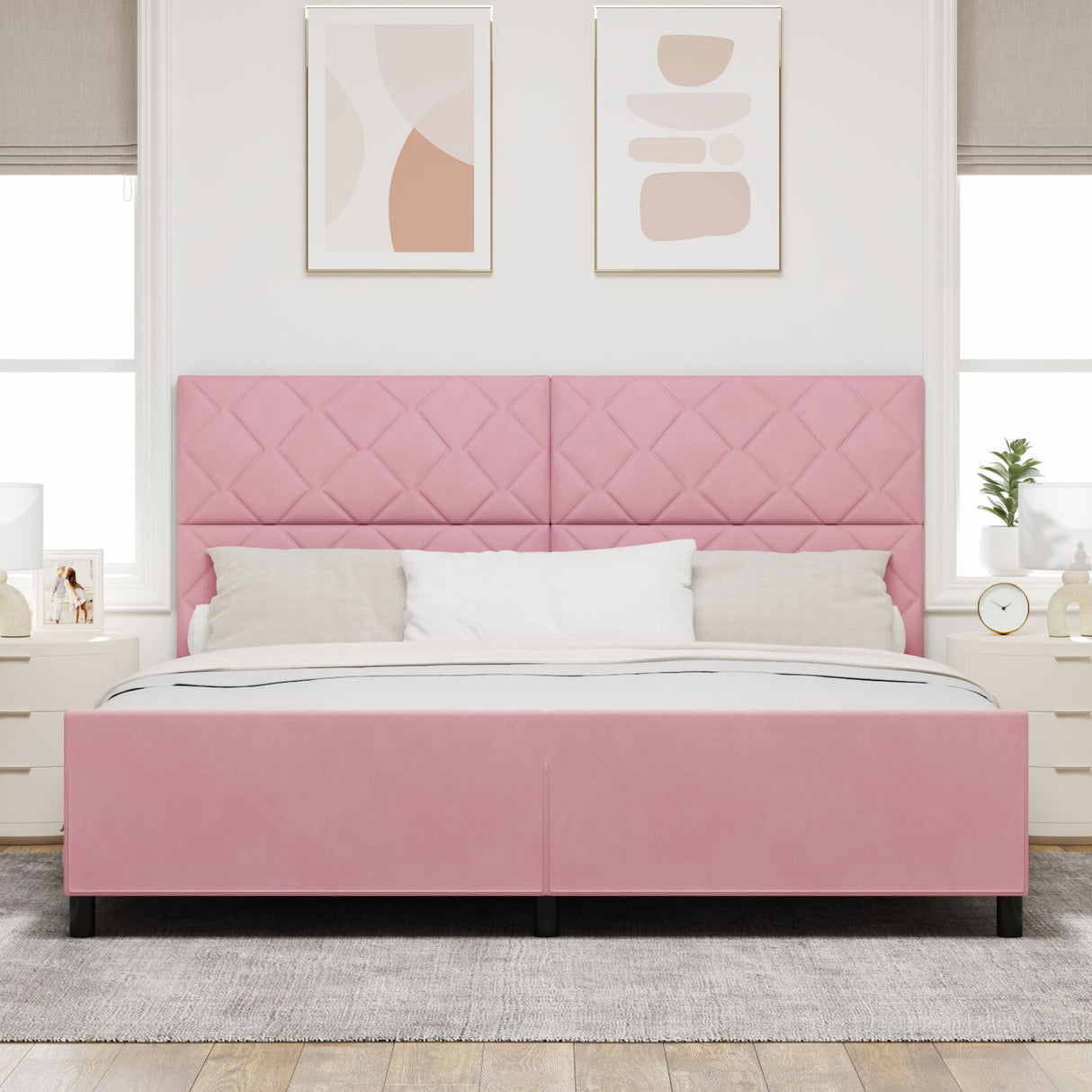 Bed Frame Pink 200X200 Cm Velvet