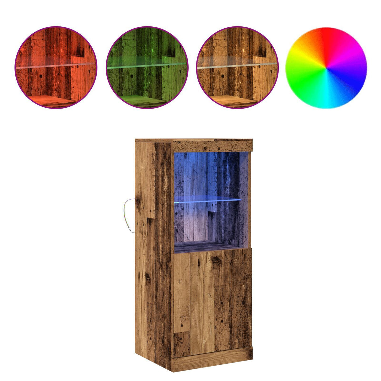 Sideboard With Led Lights Old Wood 41X37X100 Cm