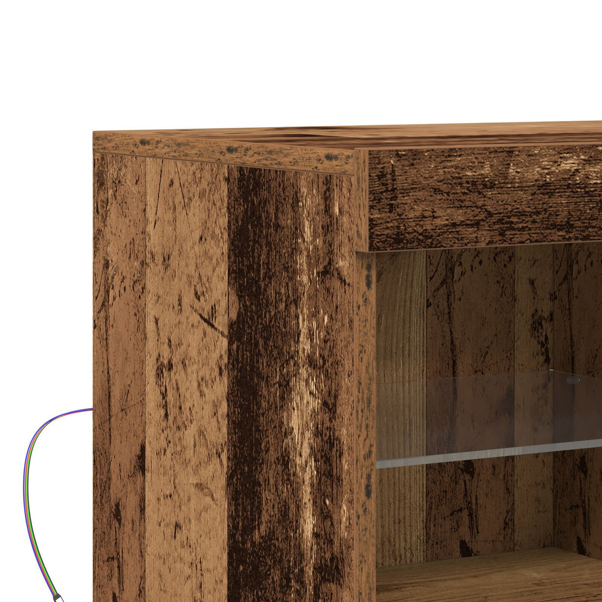 Sideboard With Led Lights Old Wood 81X37X67 Cm