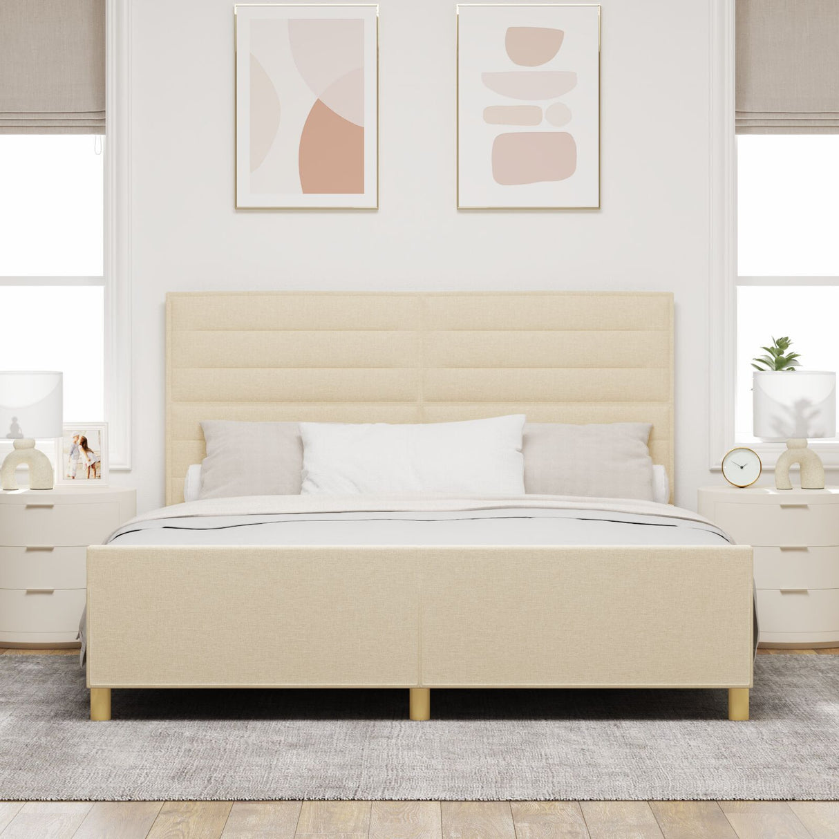 Bed Frame In Cream - 180X200 Cm Fabric