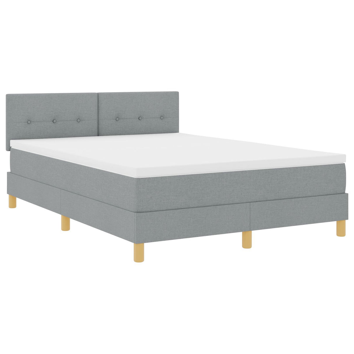 Box Spring Bed With Mattress & Led Light Grey 140X200 Cm Fabric