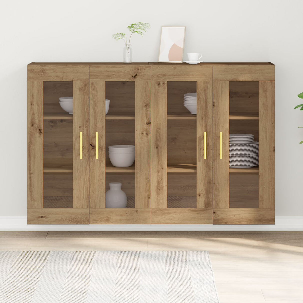 Wall Mounted Cabinets 2 Pcs Artisan Oak 69,5X34X90 Cm Engineered Wood