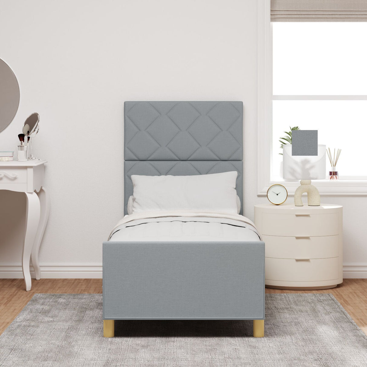 Bed Frame Light Grey 80X200 Cm Fabric