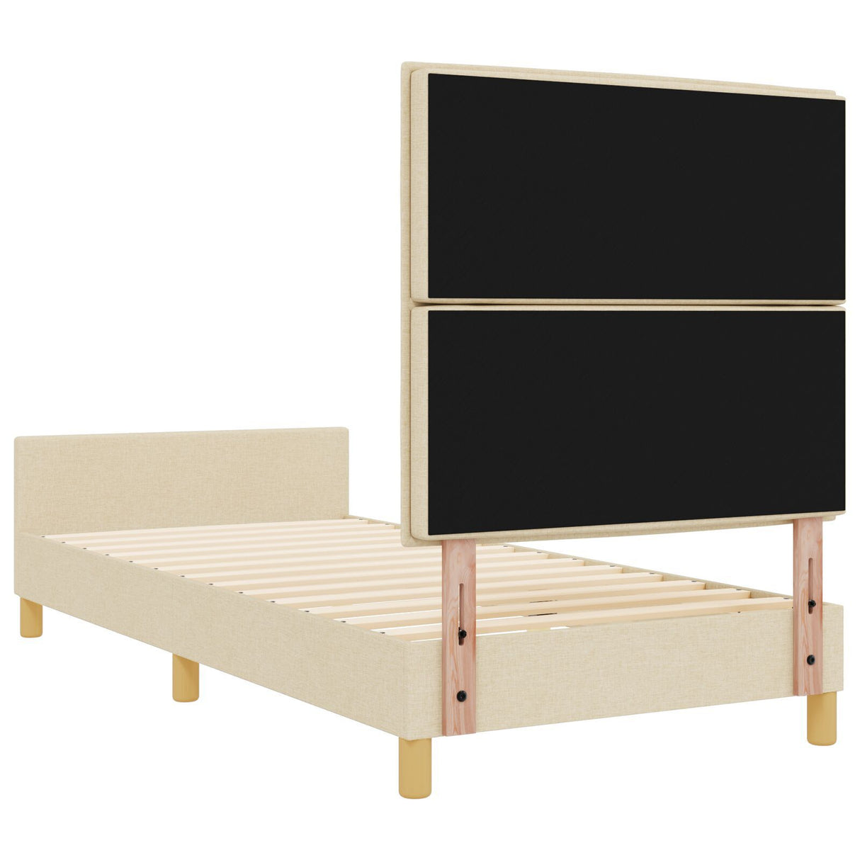 Cream Bed Frame 100X200 Cm Fabric