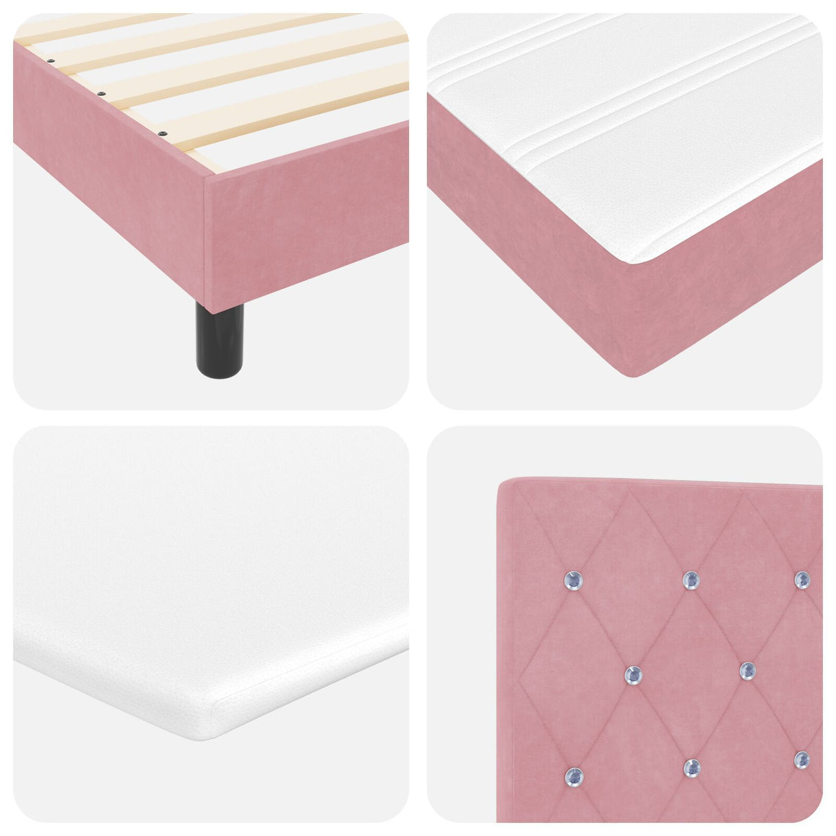 Box Spring Bed With Mattress Pink 200X200 Cm Velvet