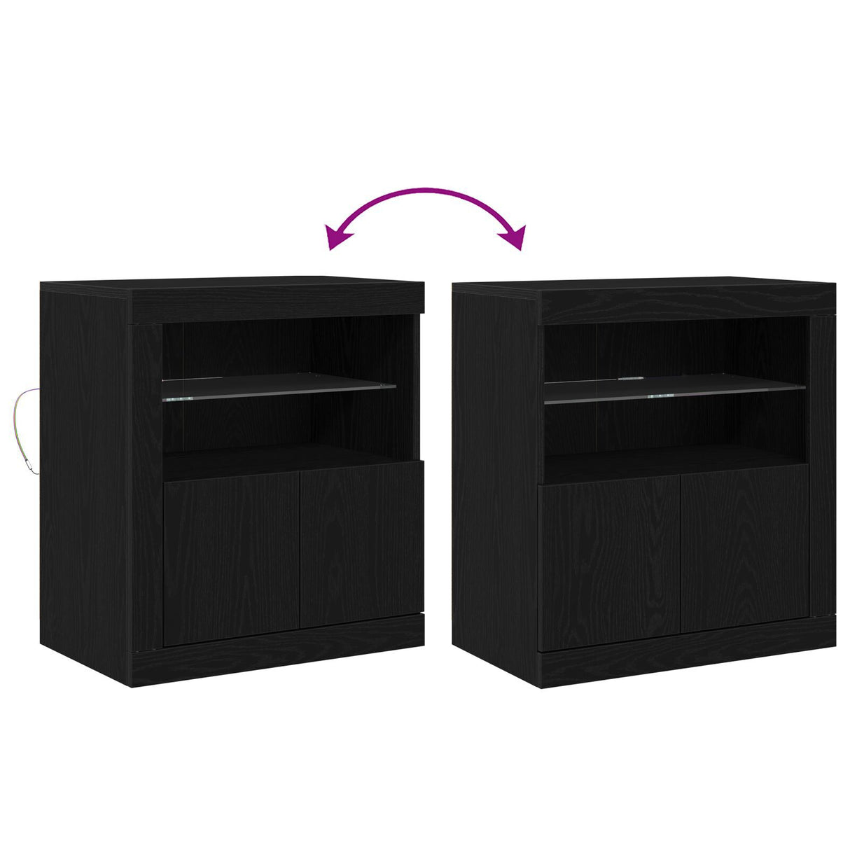 Sideboard With Led Lights Black Oak 60,5X37X67 Cm