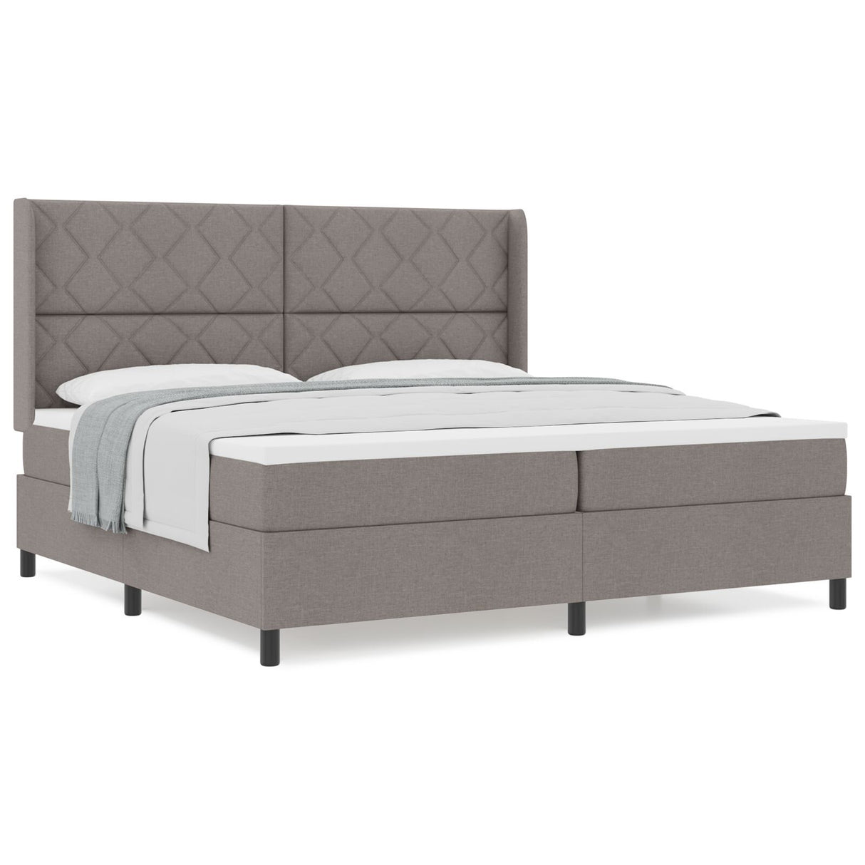 Box Spring Bed With Mattress - Taupe, 200X200 Cm, Fabric