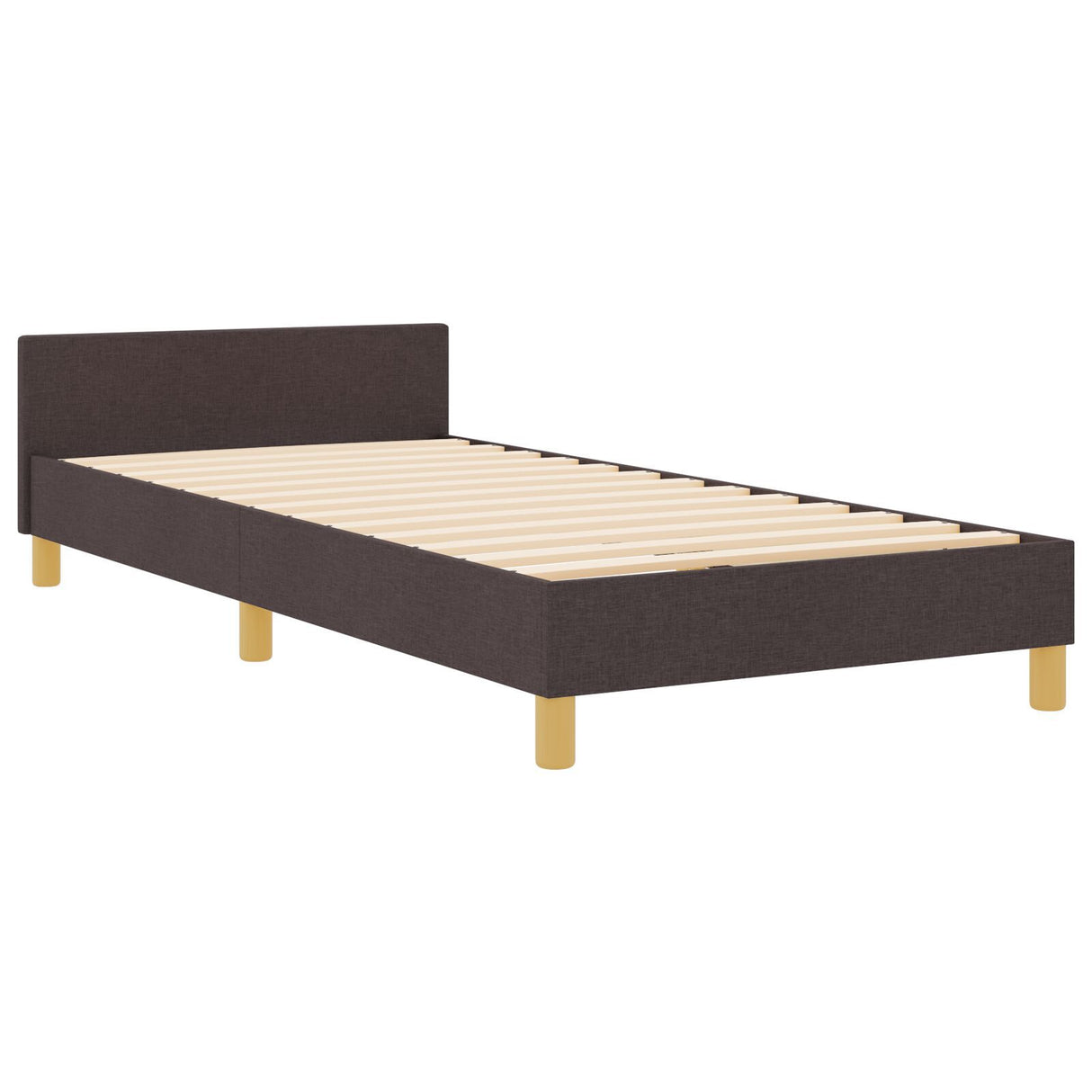 Bed Frame Dark Brown 90X200 Cm Fabric