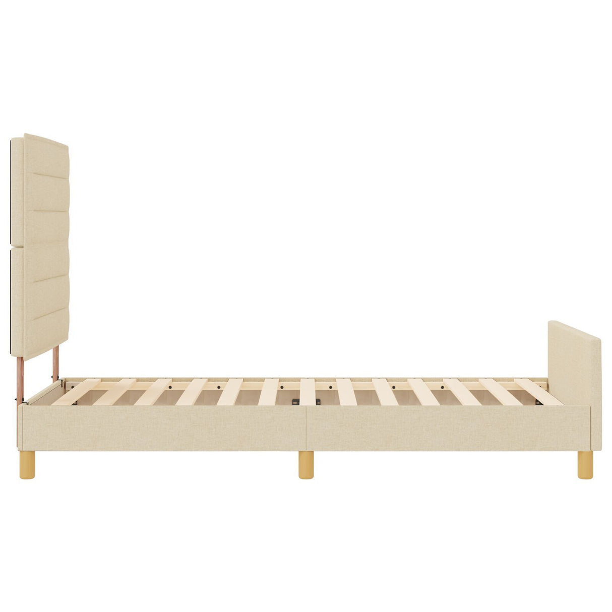 Cream Bed Frame 100X200 Cm Fabric