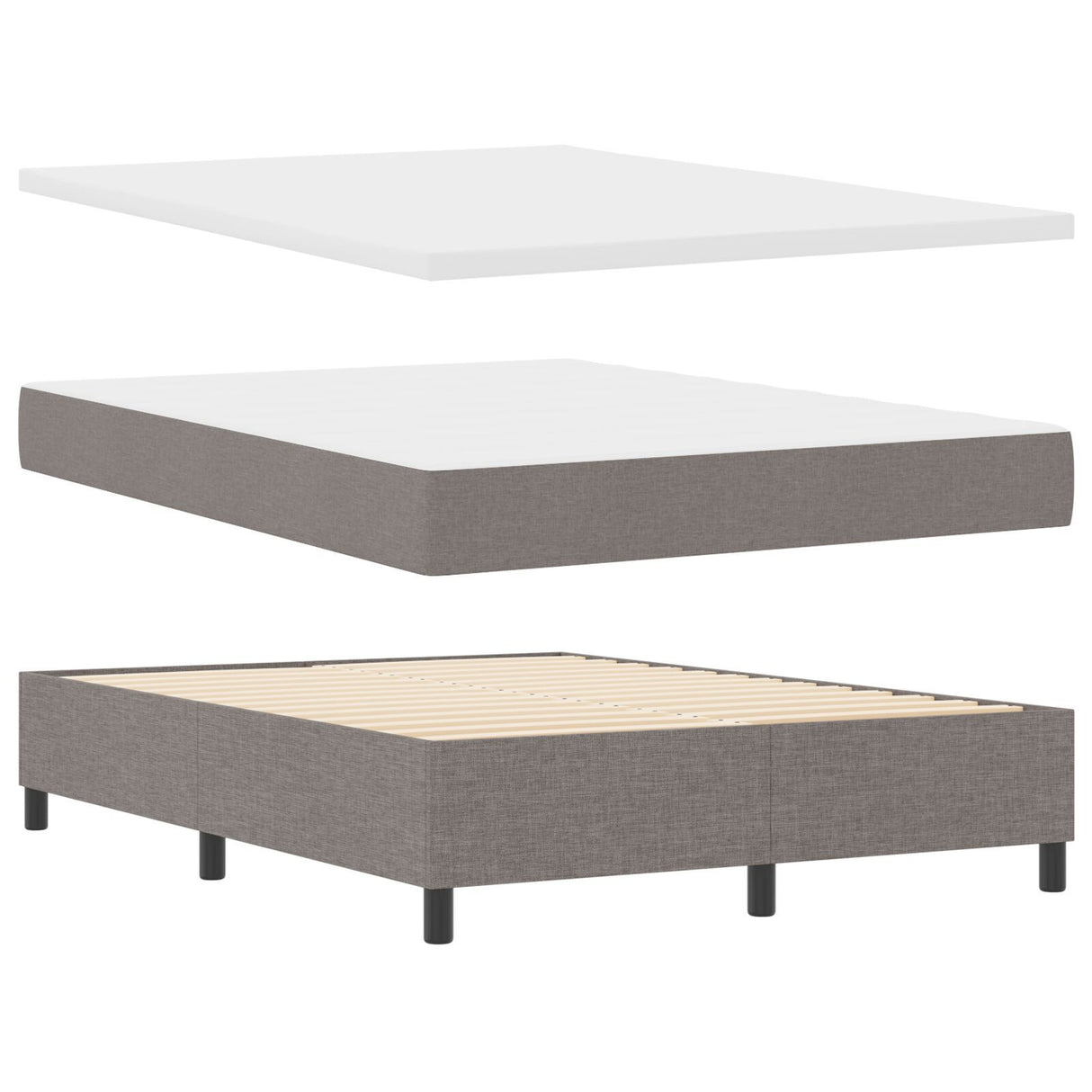 Box Spring Bed With Mattress & Led Taupe 160X200 Cm Fabric