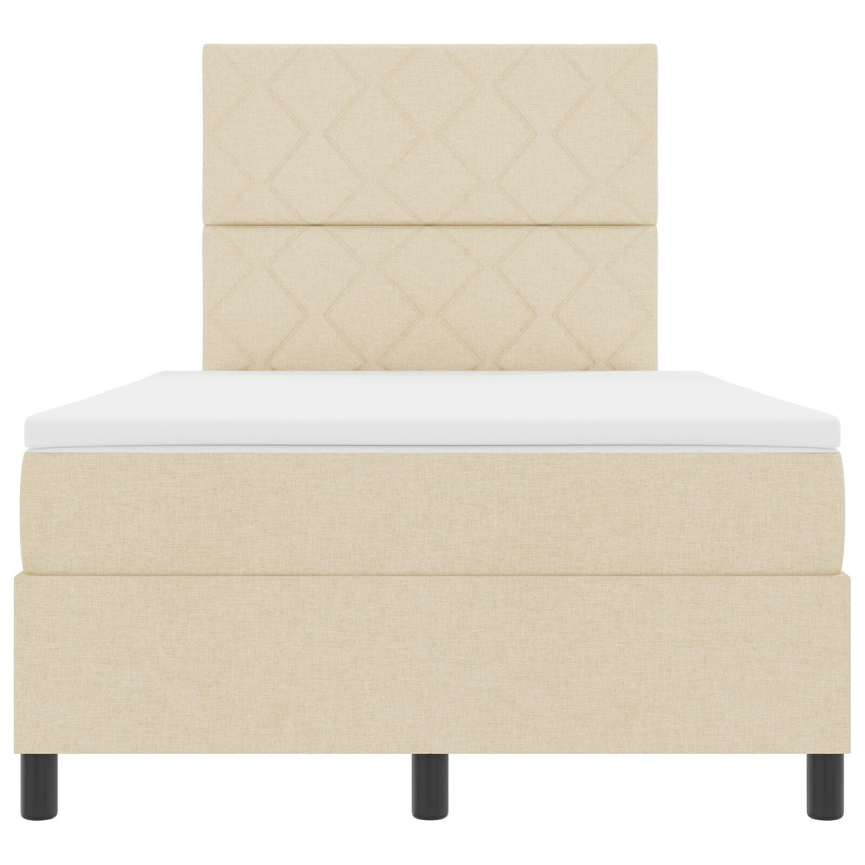 Box Spring Bed With Mattress & Led Cream 120X200 Cm Fabric