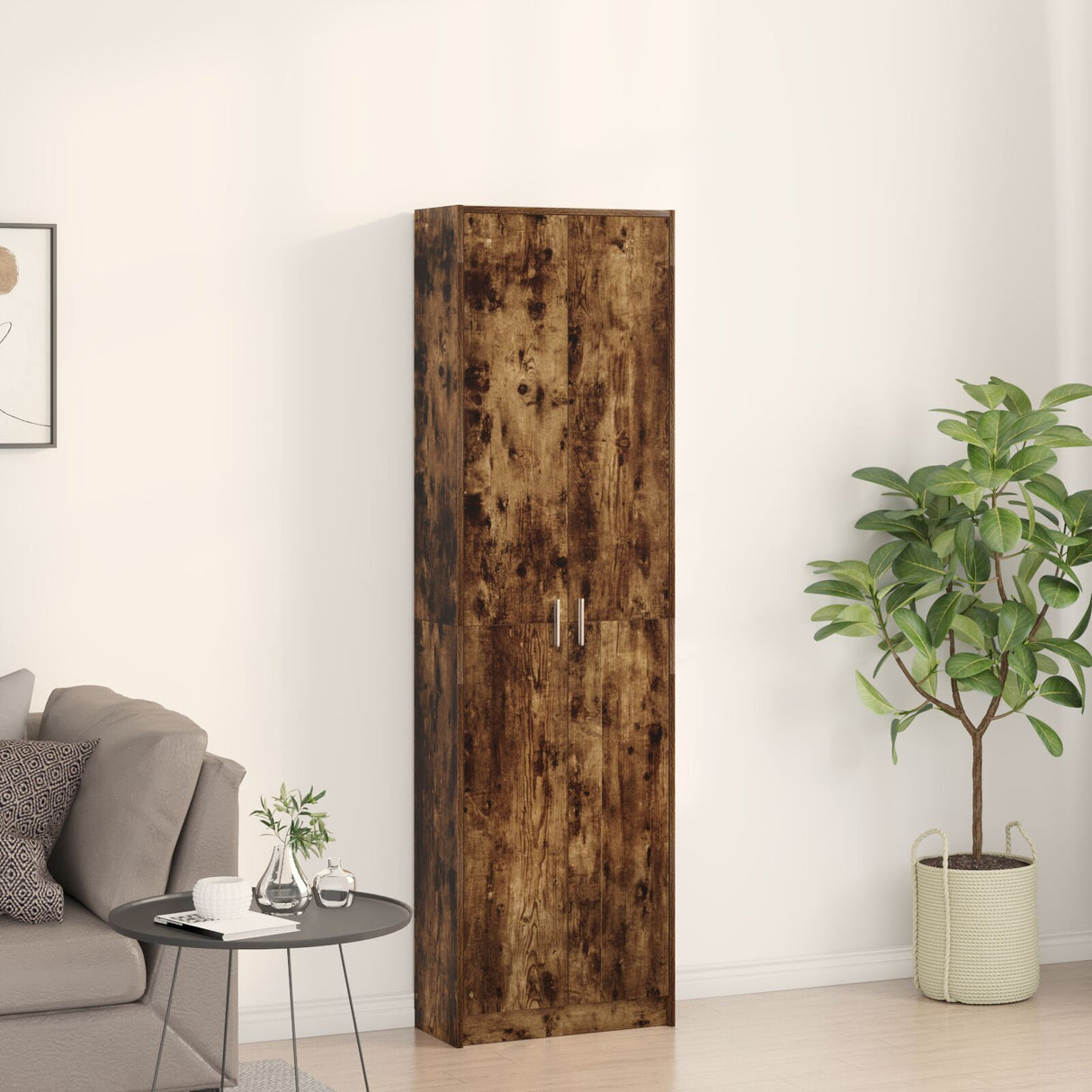 Wardrobe Smoked Oak 55X25X189 Cm Engineered Wood