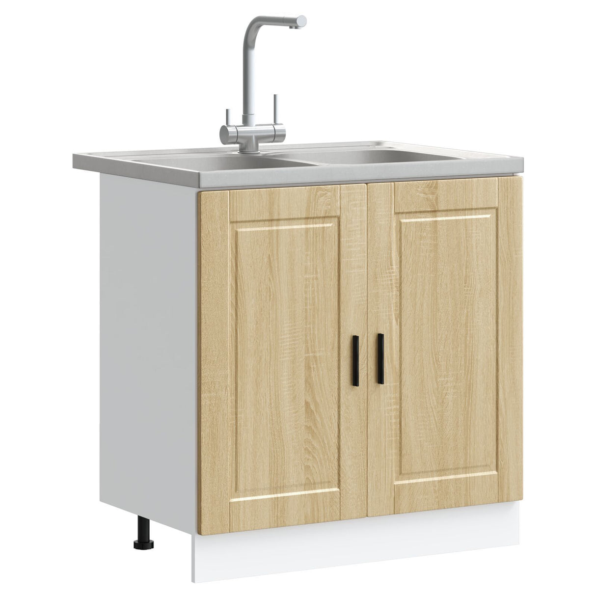 Porto Sink Base Cabinet With Sink - Sonoma Oak, 80X46X84.5 Cm, Made Of Engineered Wood
