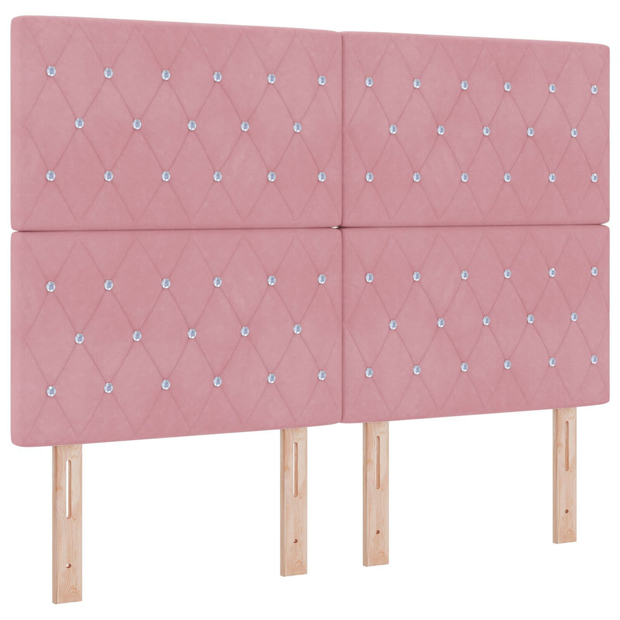 Box Spring Bed With Mattress & Led Pink 160X200 Cm Velvet