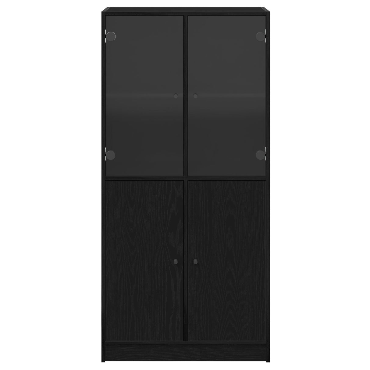 Highboard With Doors Black Oak 68X37X142 Cm Engineered Wood