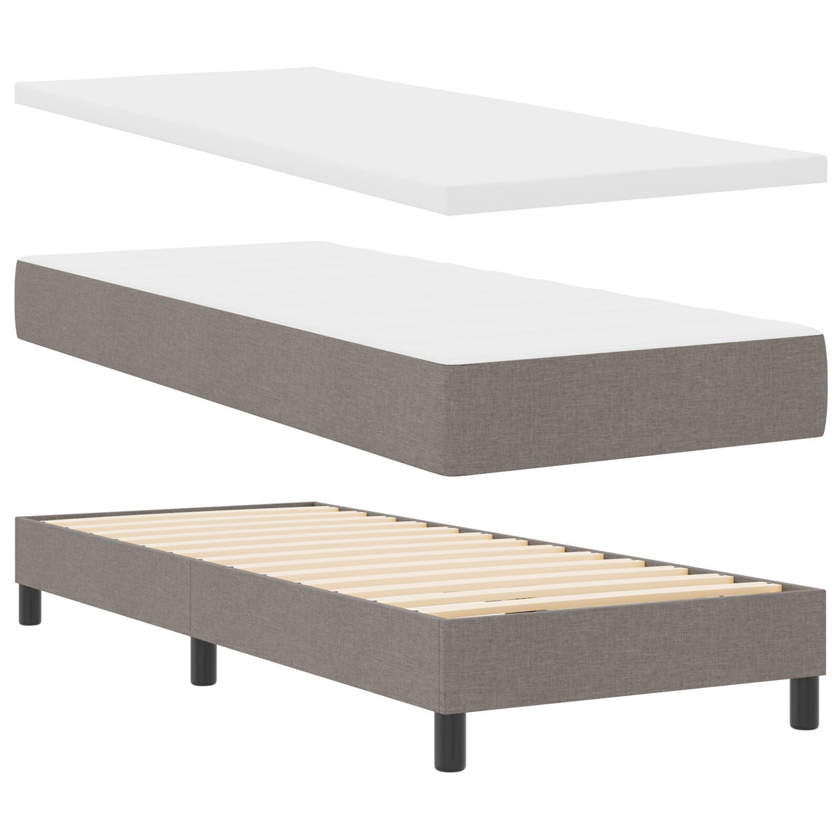 Box Spring Bed With Mattress Taupe 80X200 Cm Fabric