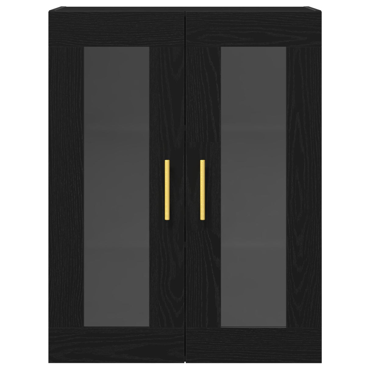 Wall-Mounted Cabinet With Glass Doors Black Oak 69,5X34X90 Cm