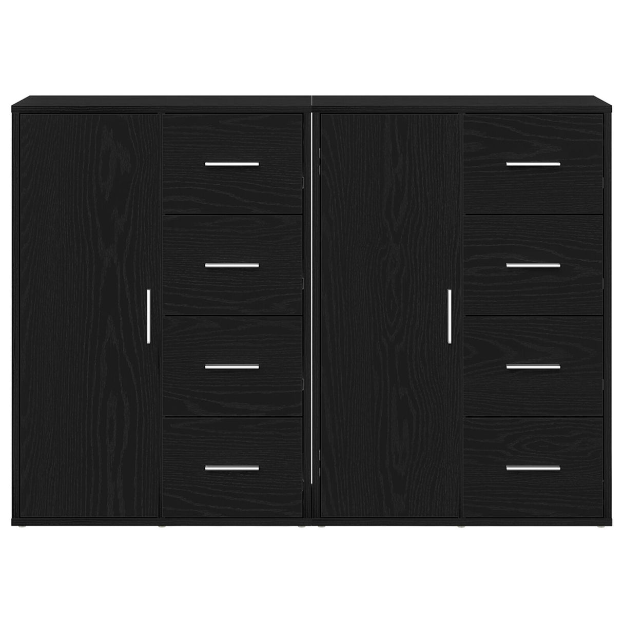Sideboards 2 Pcs Black Oak 60X31X84 Cm Engineered Wood