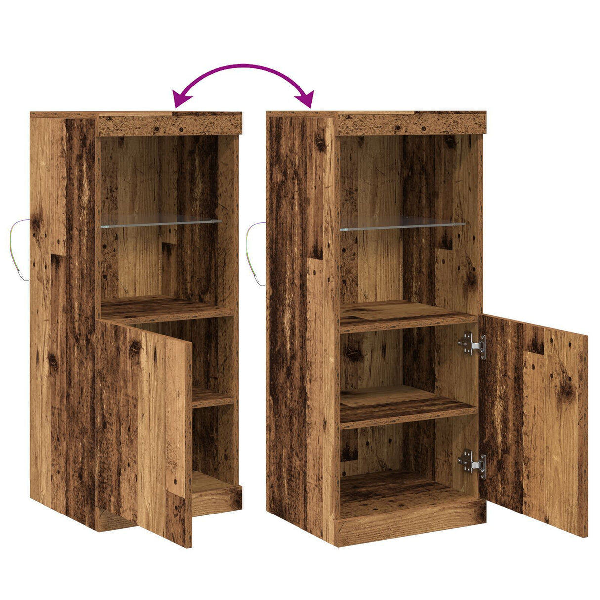 Sideboard With Led Lights Old Wood 41X37X100 Cm