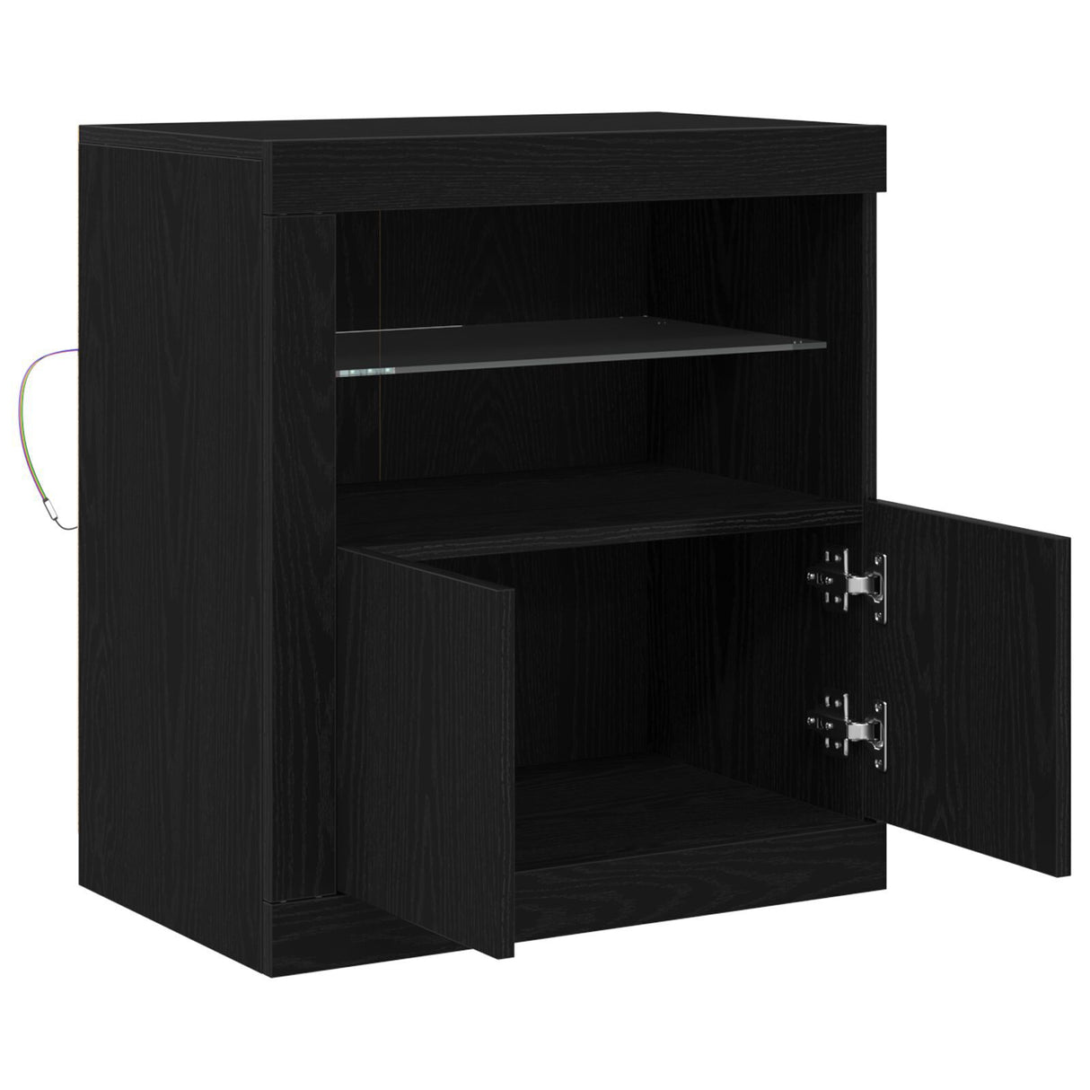 Sideboard With Led Lights Black Oak 60,5X37X67 Cm
