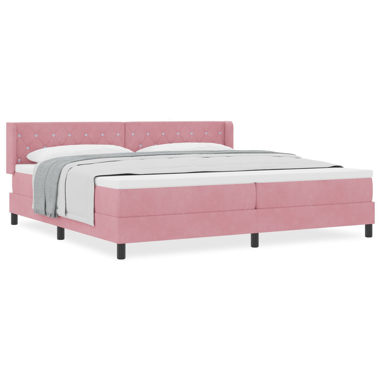 Box Spring Bed With Mattress Pink 200X200 Cm Velvet