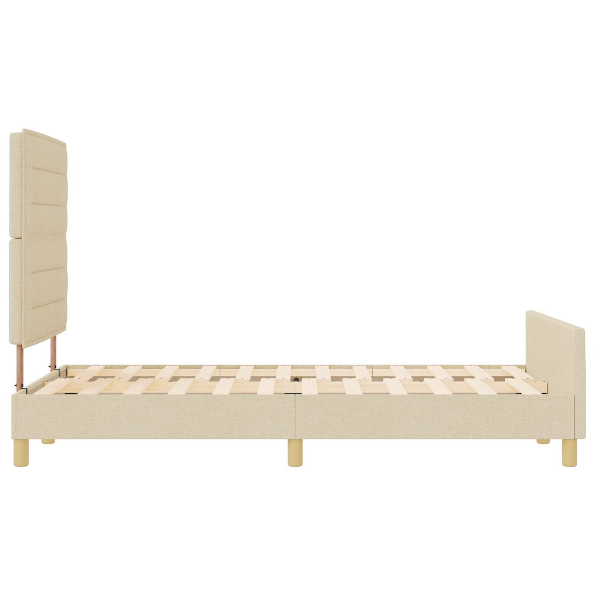Cream Bed Frame 140X190 Cm Fabric
