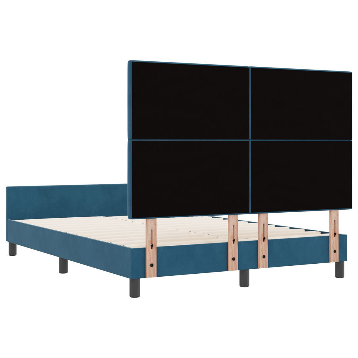 Bed Frame Dark Blue 140X200 Cm Velvet