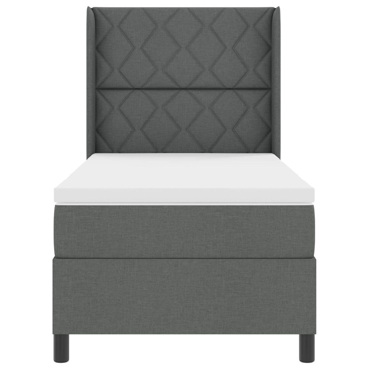 Box Spring Bed With Mattress & Led Dark Grey 90X200 Cm Fabric