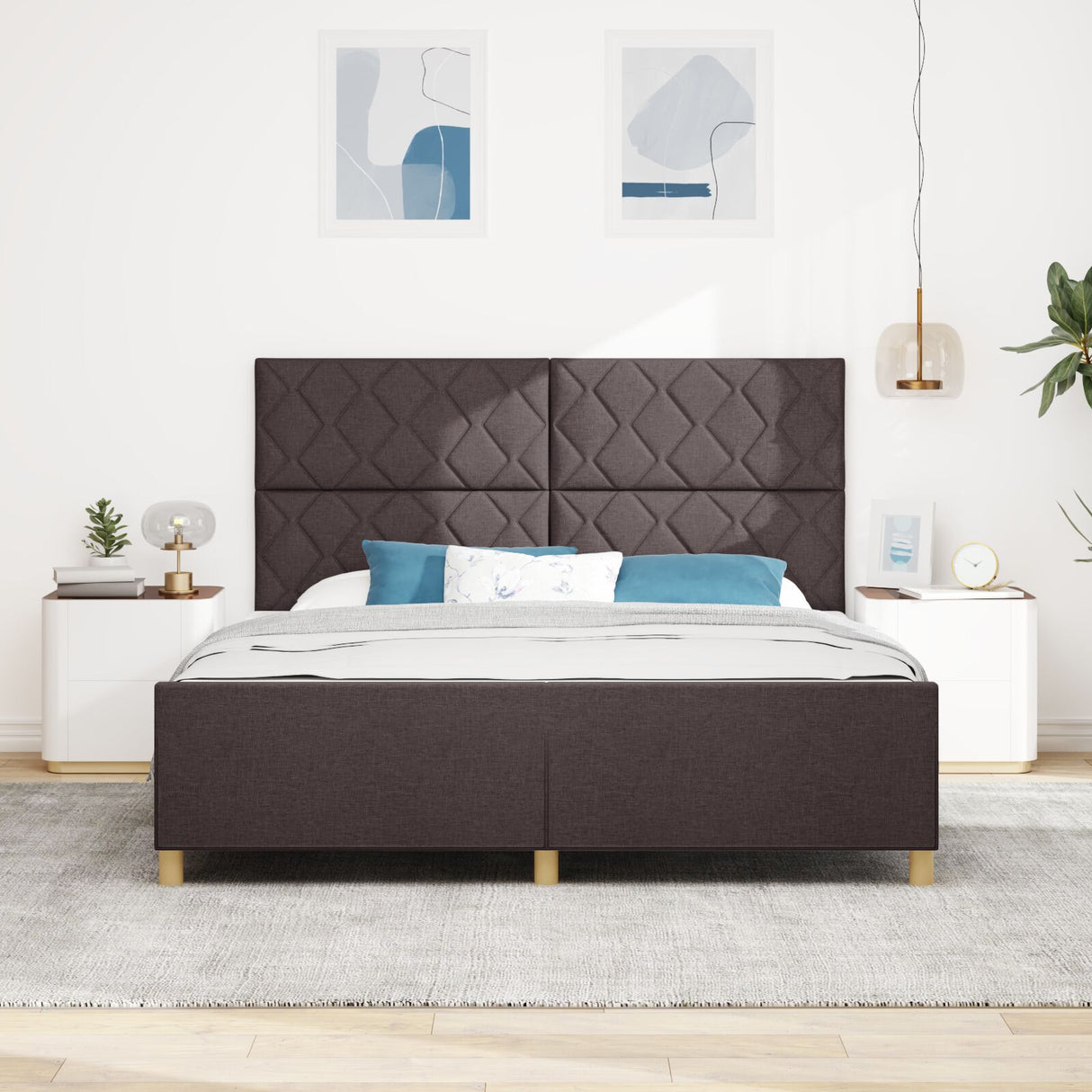 Bed Frame - Dark Brown, 180X200 Cm, Fabric