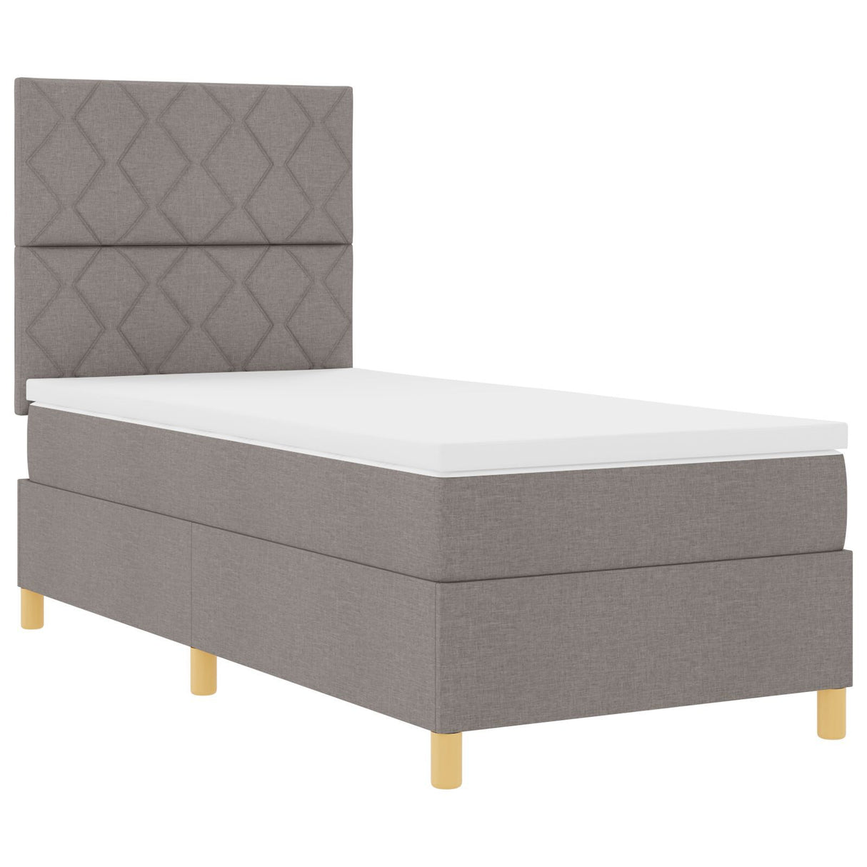 Box Spring Bed With Mattress & Led Taupe 100X200 Cm Fabric