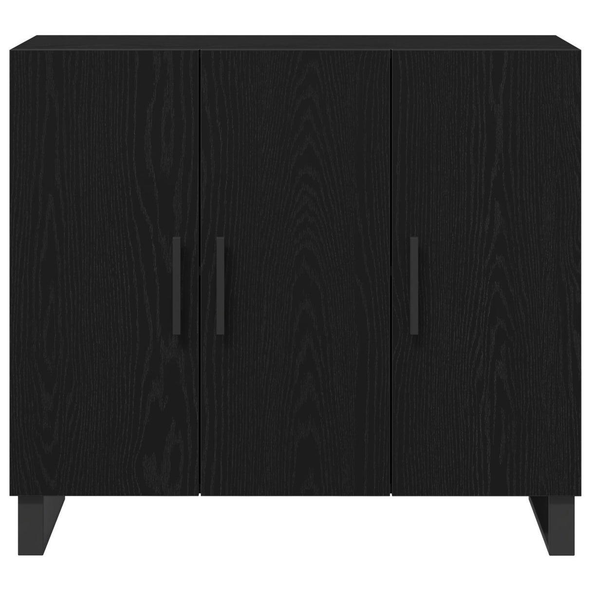 Sideboard With 3 Doors Black Oak 90X34X80 Cm Engineered Wood