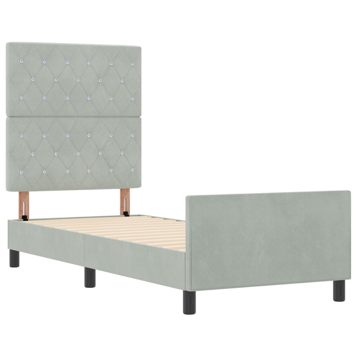 Light Grey Velvet Bed Frame 80X200 Cm