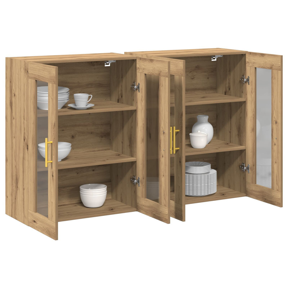 Wall Mounted Cabinets 2 Pcs Artisan Oak 69,5X34X90 Cm Engineered Wood