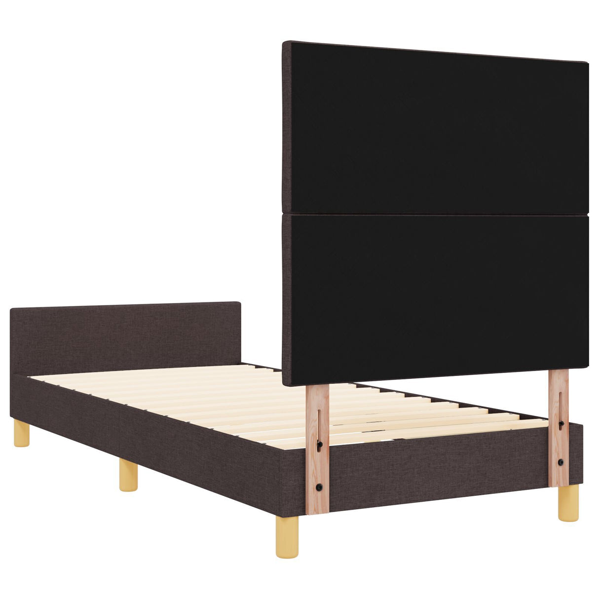 Bed Frame Dark Brown 90X200 Cm Fabric