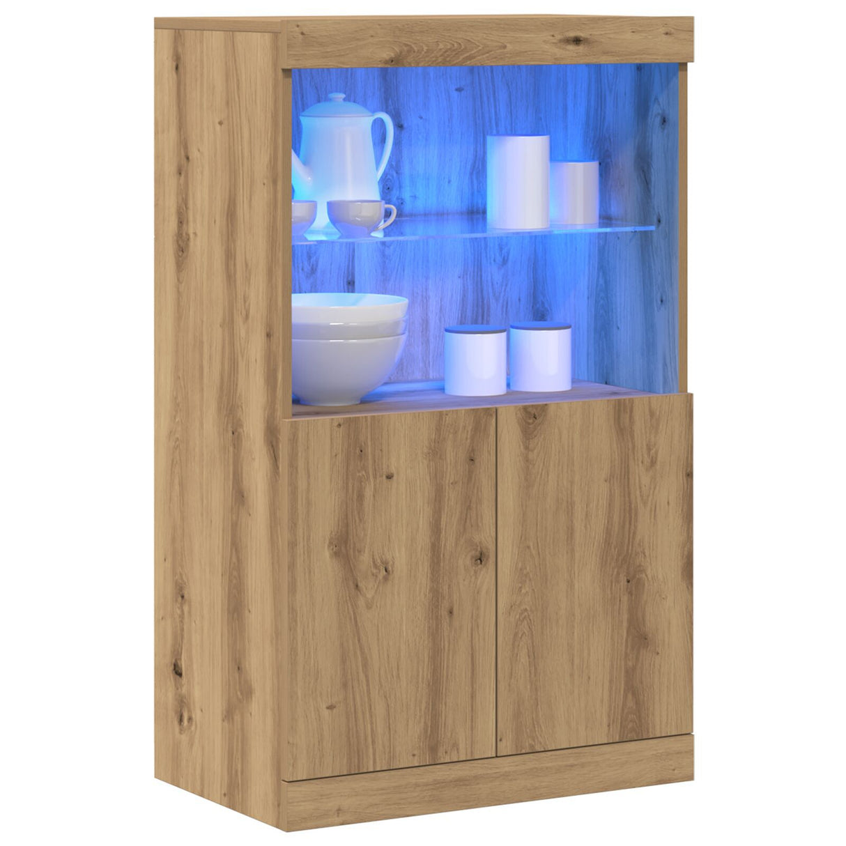 Sideboard With Led Lights Artisan Oak 60X37X100 Cm