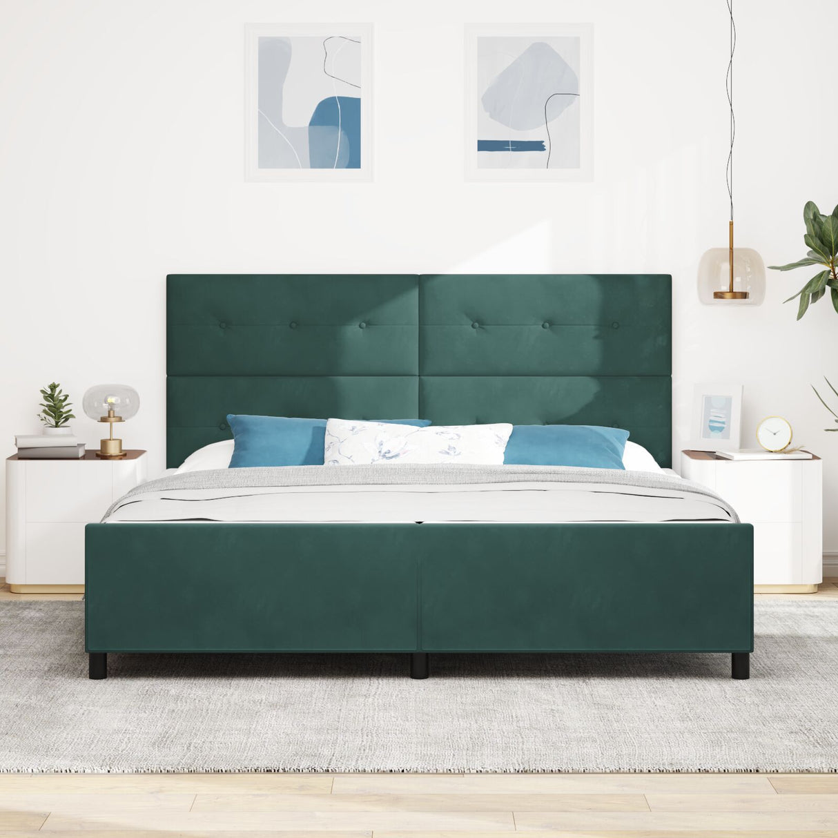 Bed Frame Dark Green 200X200 Cm Velvet