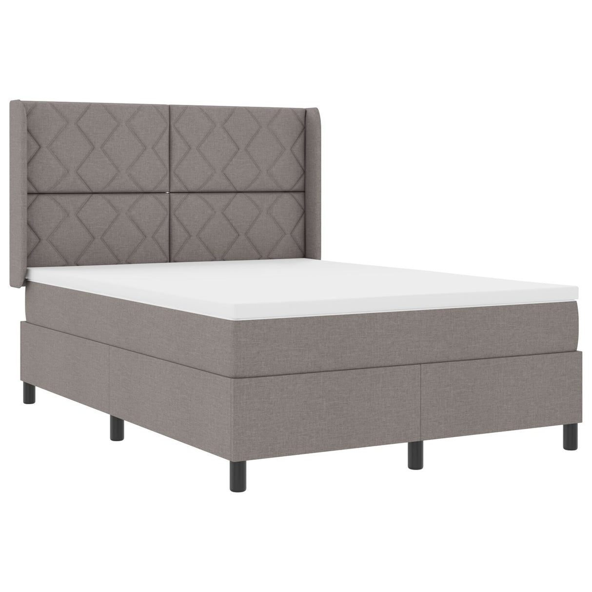 Box Spring Bed With Mattress & Led Taupe 160X200 Cm Fabric