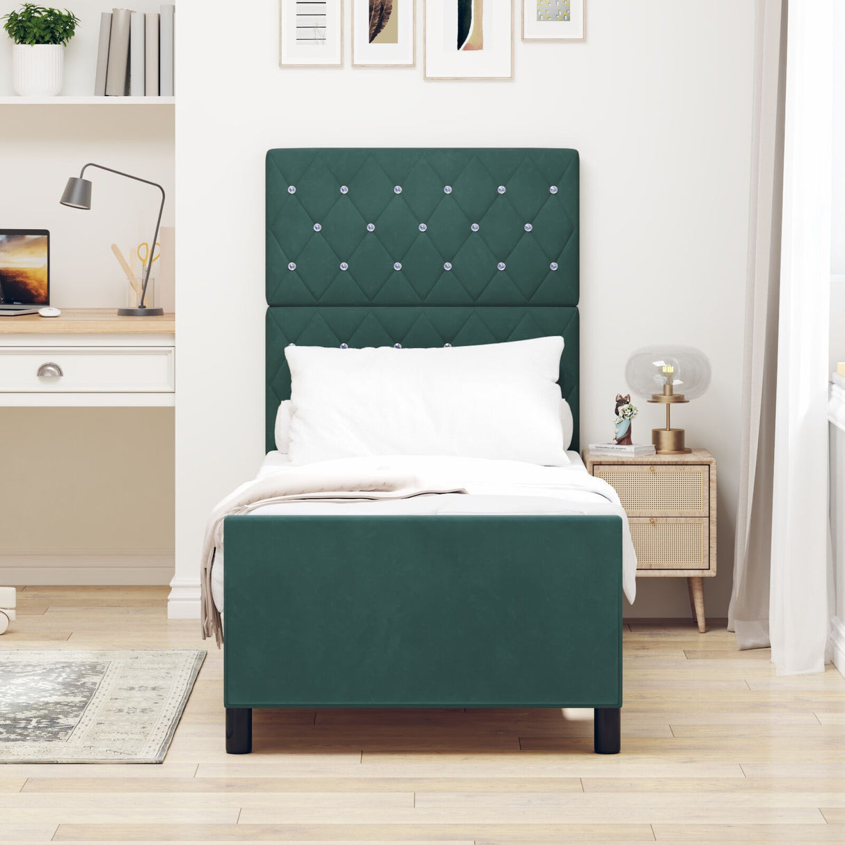 Bed Frame Dark Green 80X200 Cm Velvet