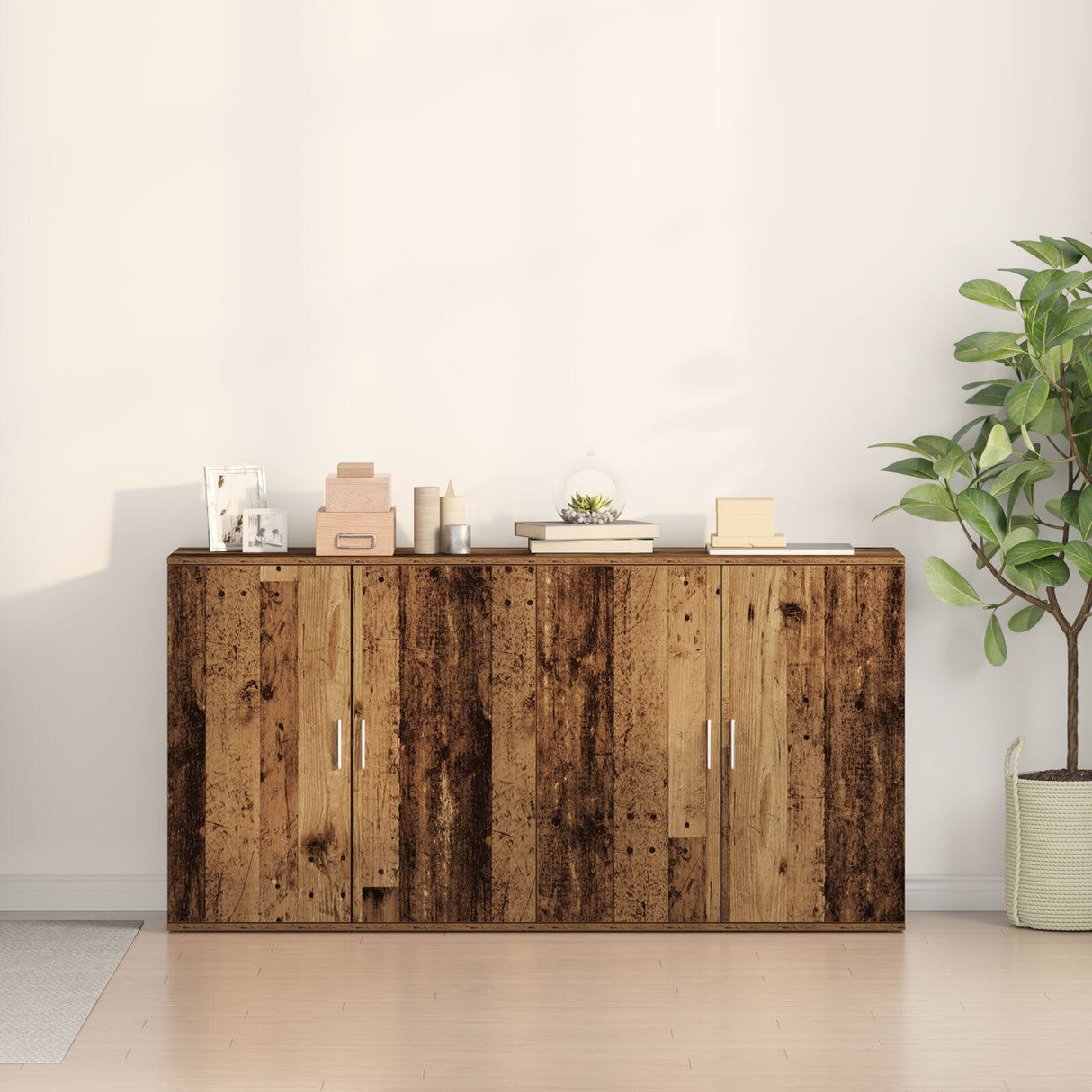 Sideboards 2 Pcs Old Wood 79X38X80 Cm Engineered Wood