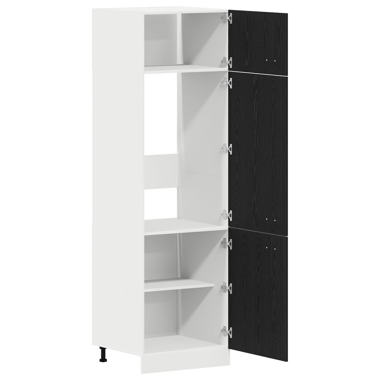 Fridge Cabinet In Black Oak - 60X57X207 Cm, Made Of Engineered Wood