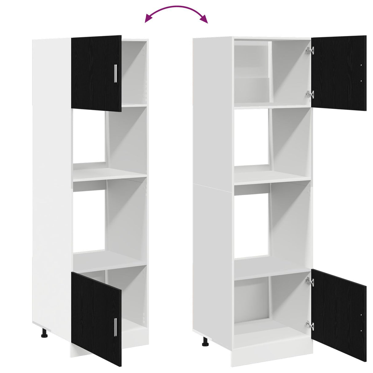 Kitchen Cabinet Black Oak Engineered Wood 60 X 57 X 207 Cm