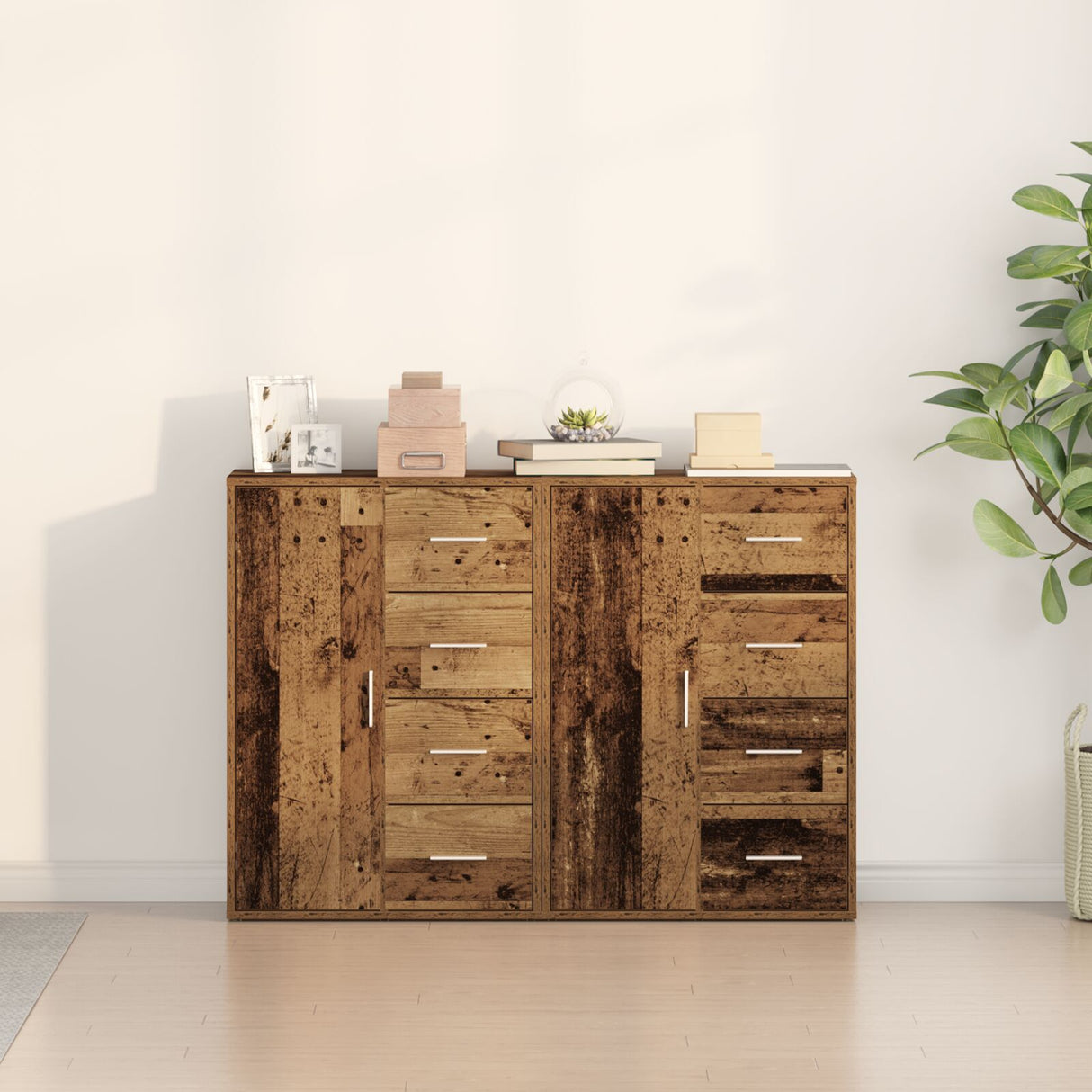 Sideboards 2 Pcs Old Wood 60X31X84 Cm Engineered Wood