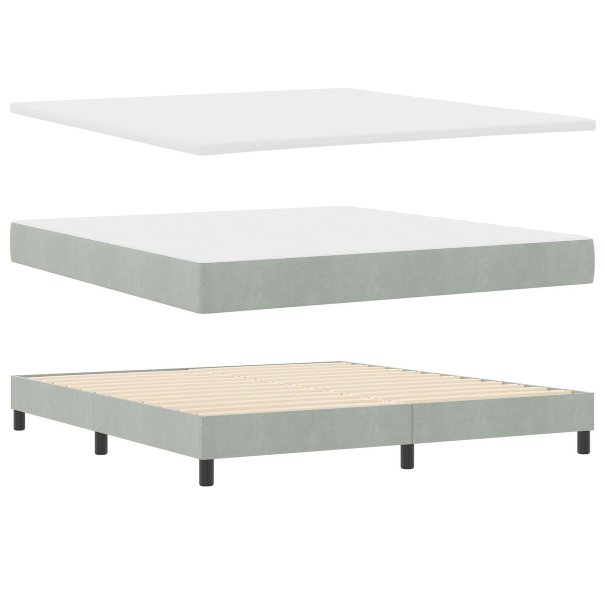 Box Spring Bed With Mattress Light Grey 180X200 Cm Velvet