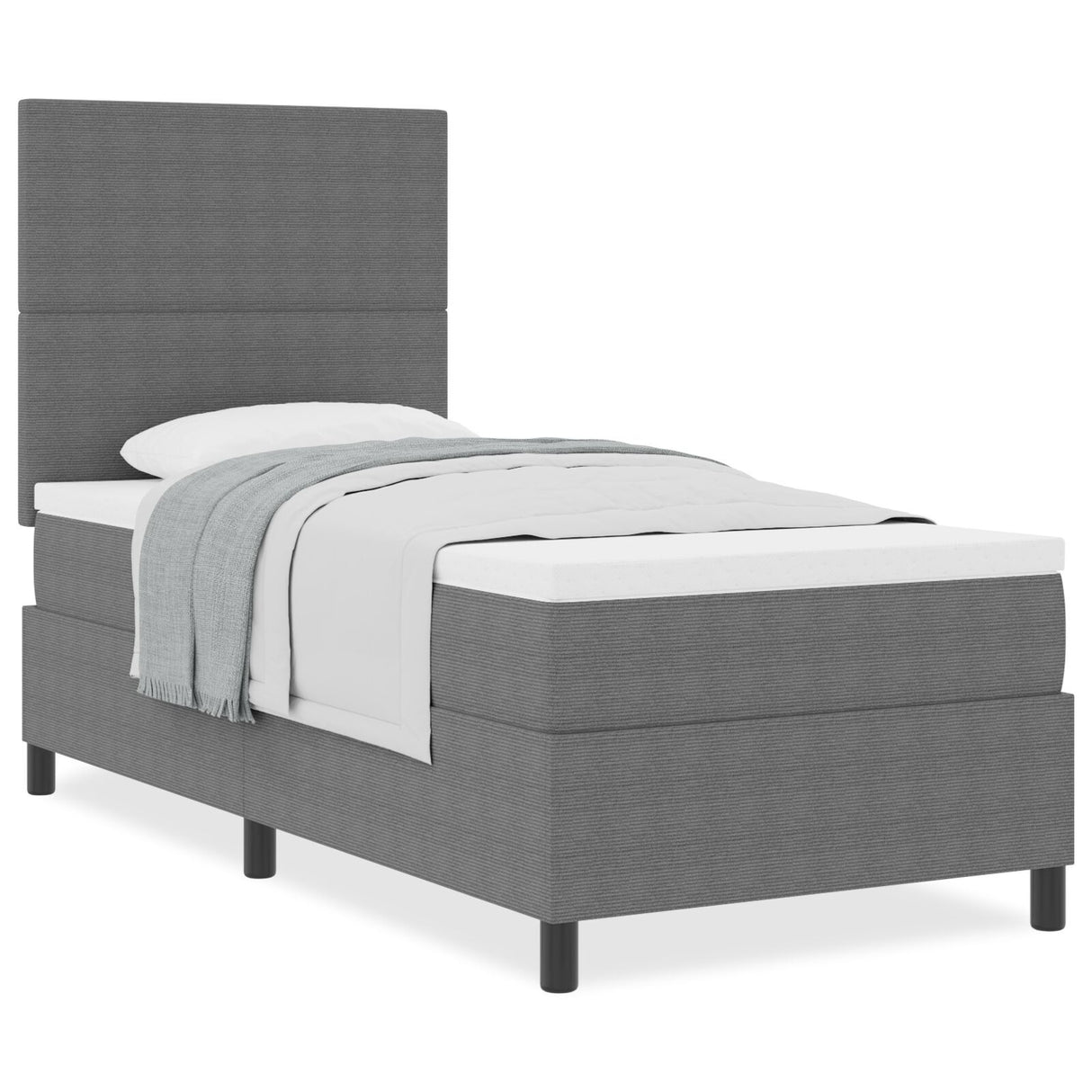 Box Spring Bed With Mattress Light Grey 80X200 Cm Corduroy Fabric